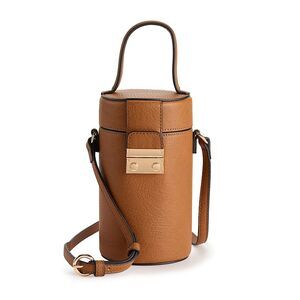 LC Lauren Conrad Maira Cylinder Crossbody Bag Brown/ Orange NWT